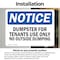 Signmission Dumpster For Tenants Use Only Sign With Symbol, 14 in W x Rectangle, Vinyl Decal OS-2PACK-NS-D-1014-L-15542 - alternate 5